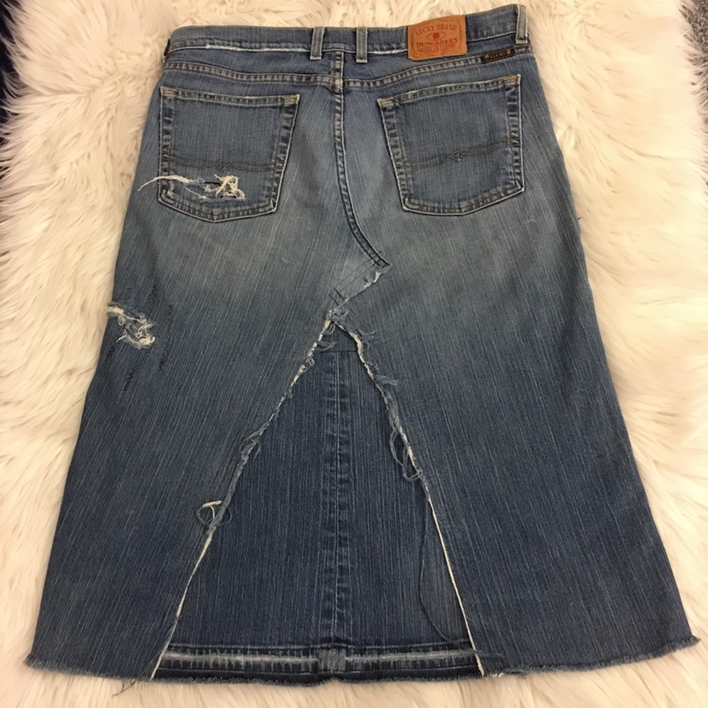 Lucky Brand | Jean Skirt | Custom Made | Lace and Sequin Detail - Picture 13 of 16